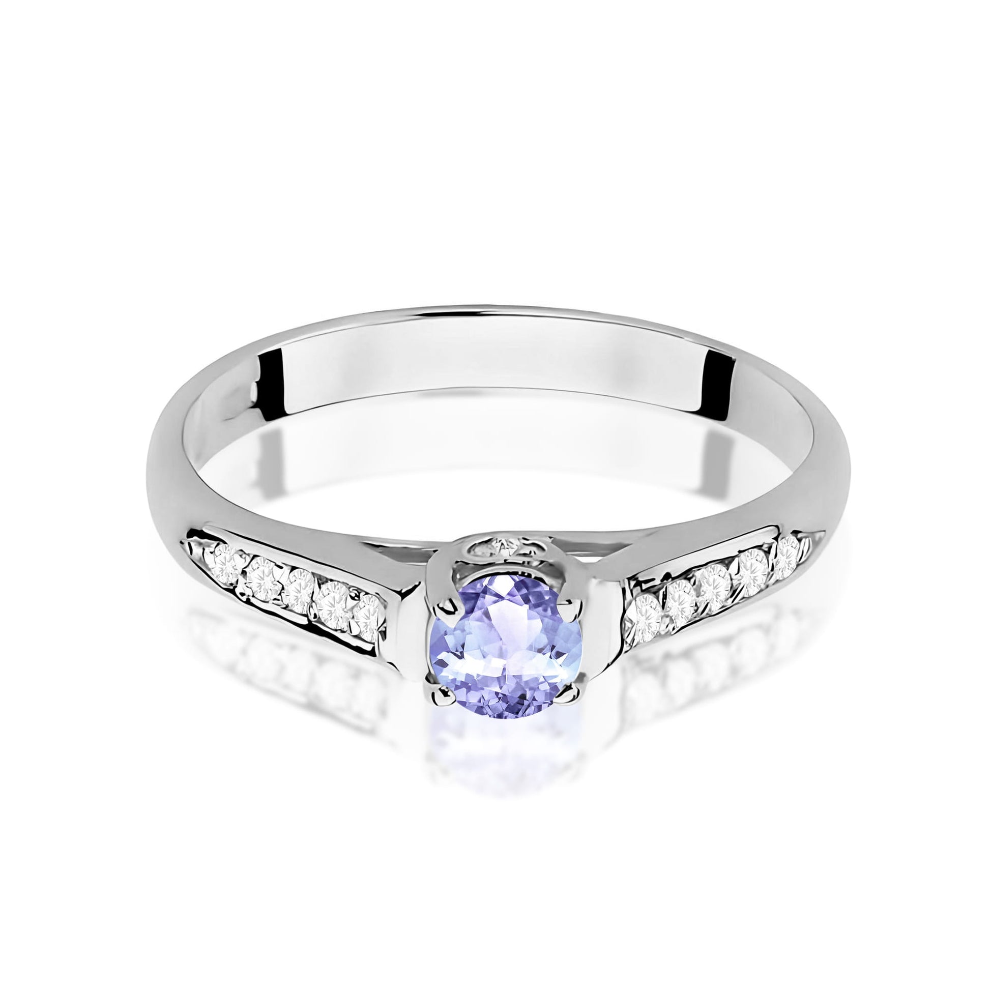 Inel Aur 9K cu Tanzanit 0.35 ct si Diamante Naturale 0.10 ct