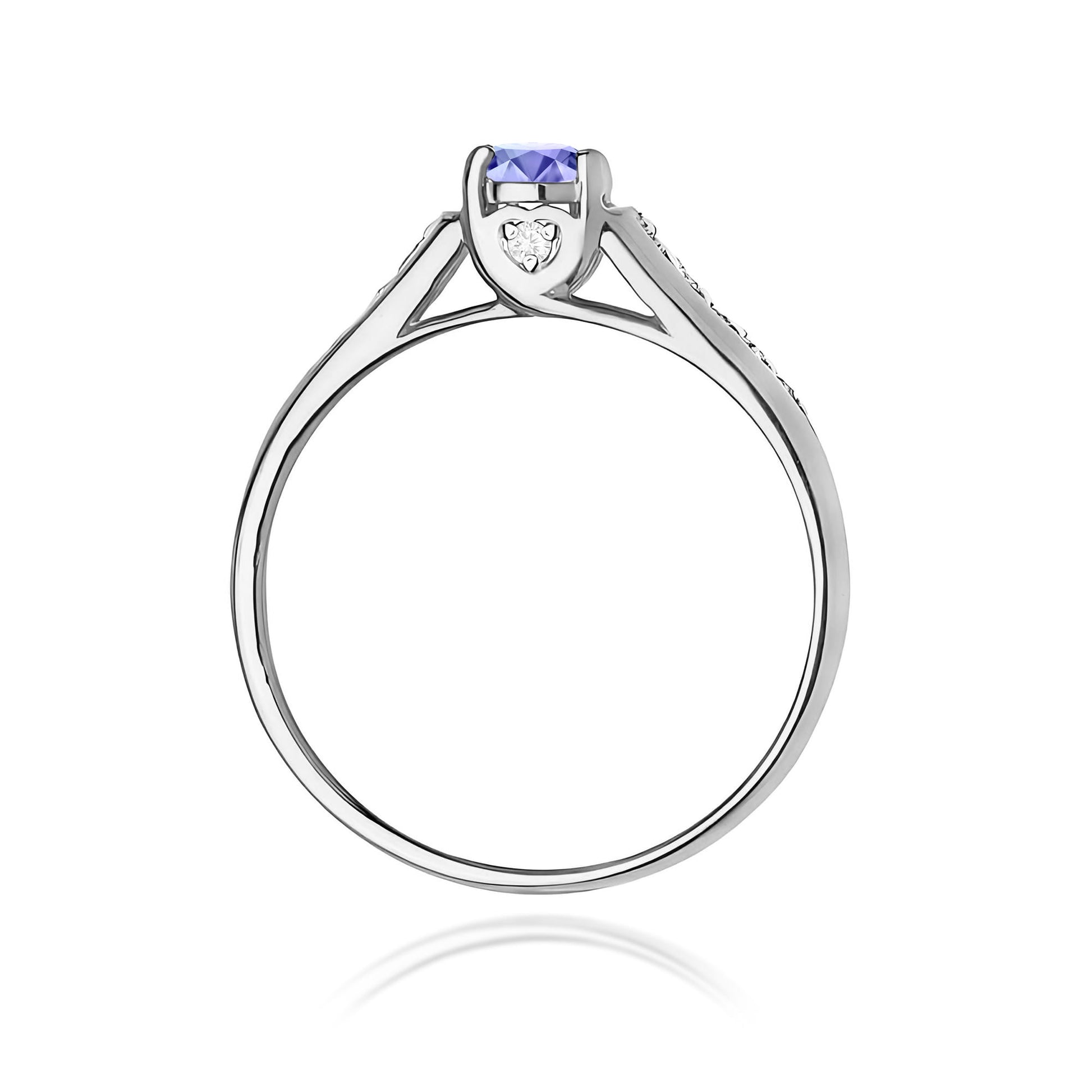 Inel Aur 9K cu Tanzanit 0.35 ct si Diamante Naturale 0.10 ct