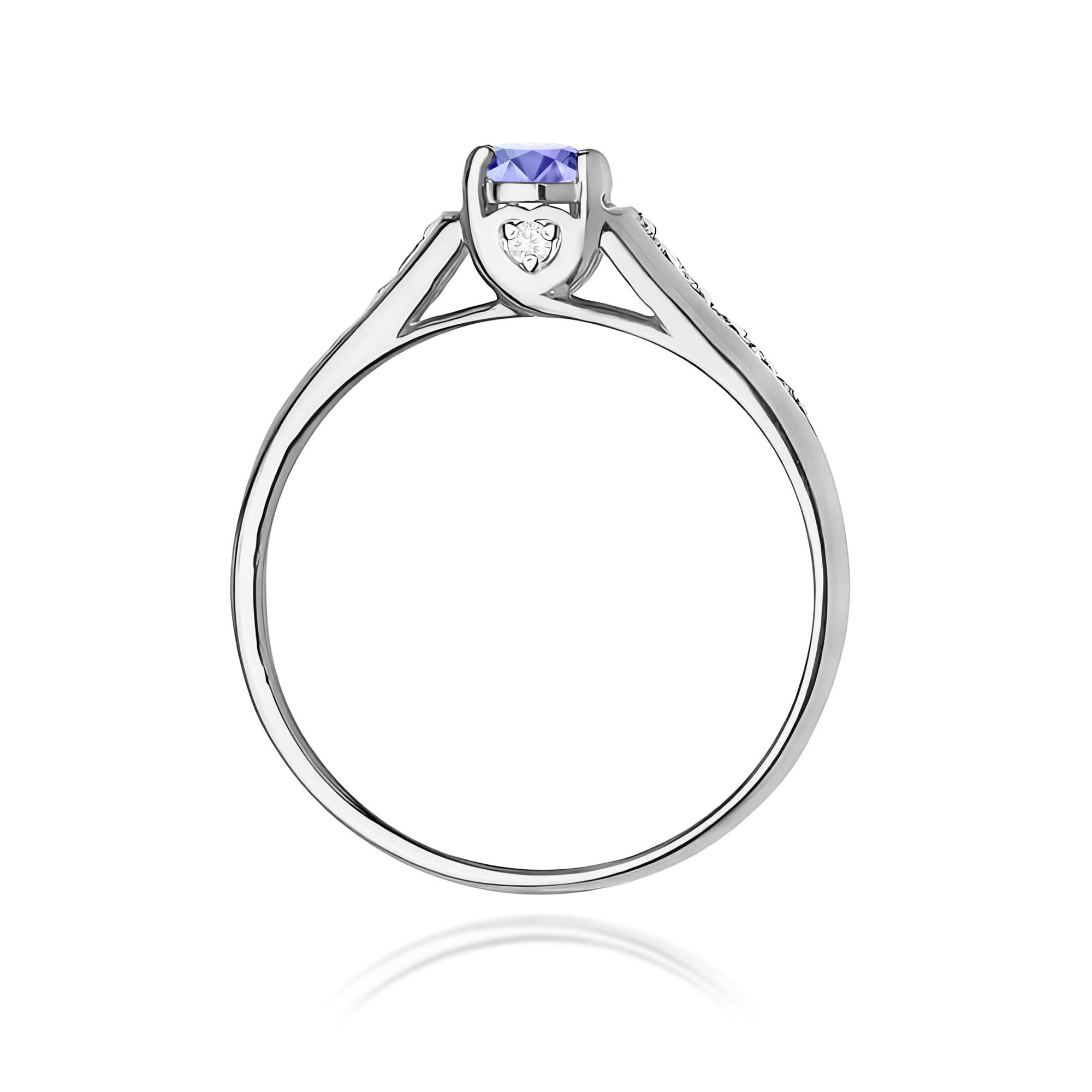 Inel Aur 9K cu Tanzanit 0.35 ct si Diamante Naturale 0.10 ct