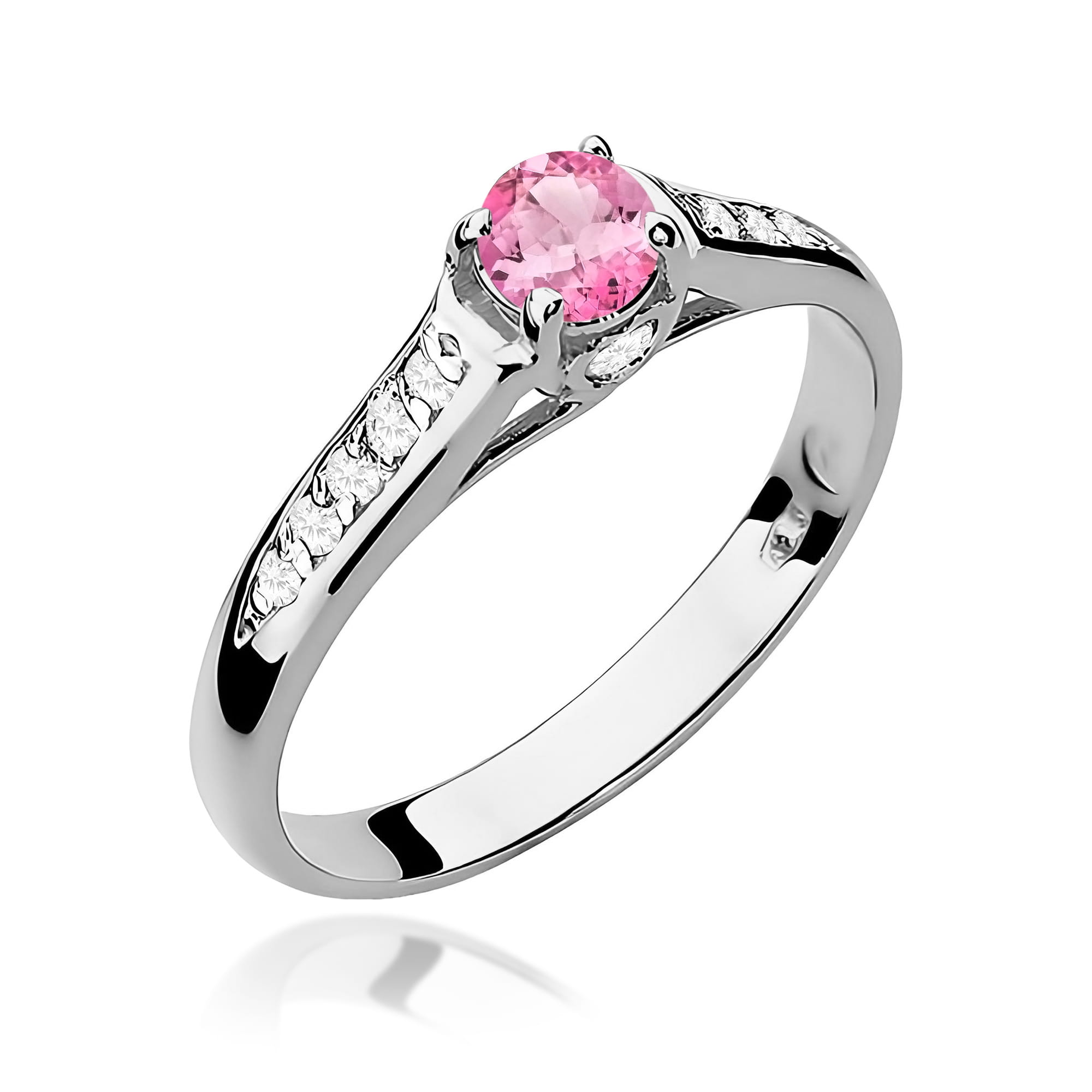 Inel Aur 9K cu Topaz Roz 0.30 ct si Diamante Naturale 0.10 ct