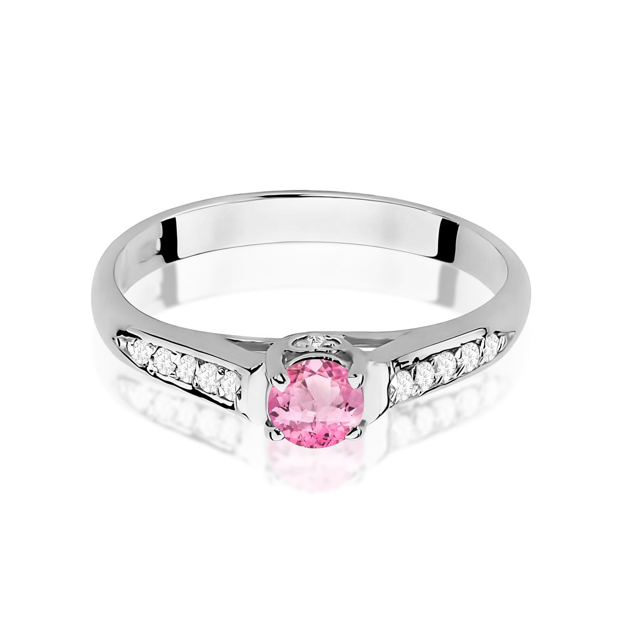Inel Aur 9K cu Topaz Roz 0.30 ct si Diamante Naturale 0.10 ct