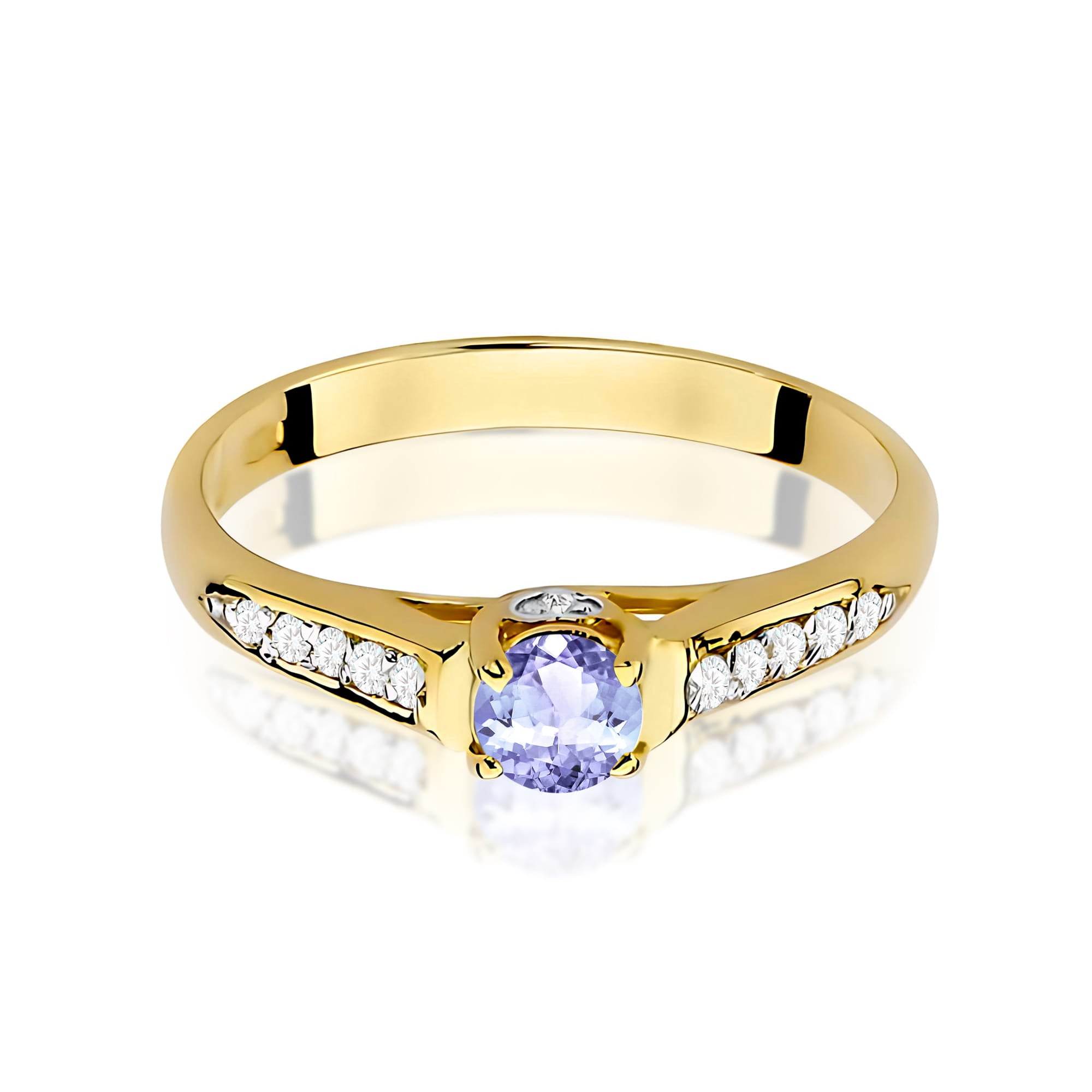 Inel Aur 9K cu Tanzanit 0.35 ct si Diamante Naturale 0.10 ct