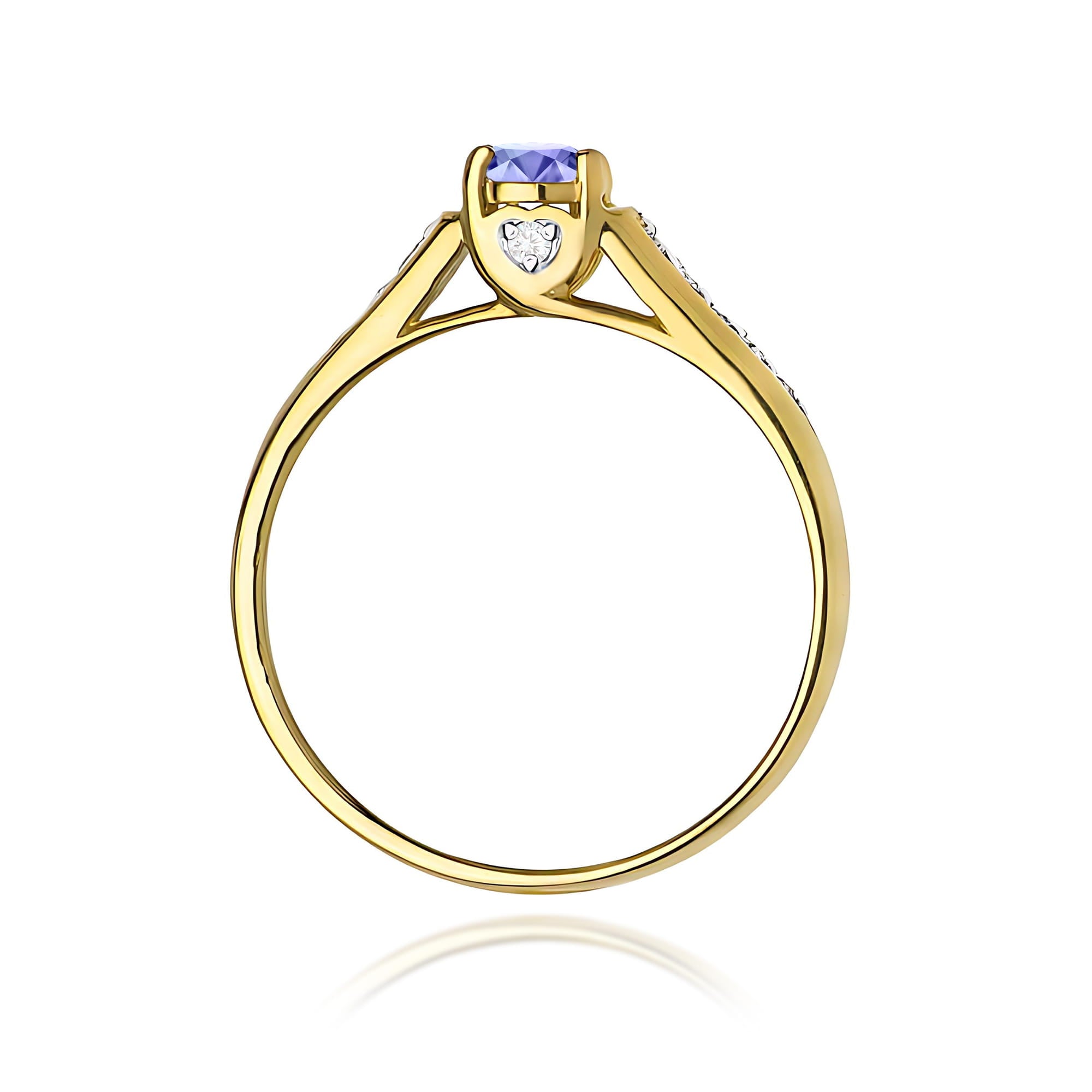 Inel Aur 9K cu Tanzanit 0.35 ct si Diamante Naturale 0.10 ct
