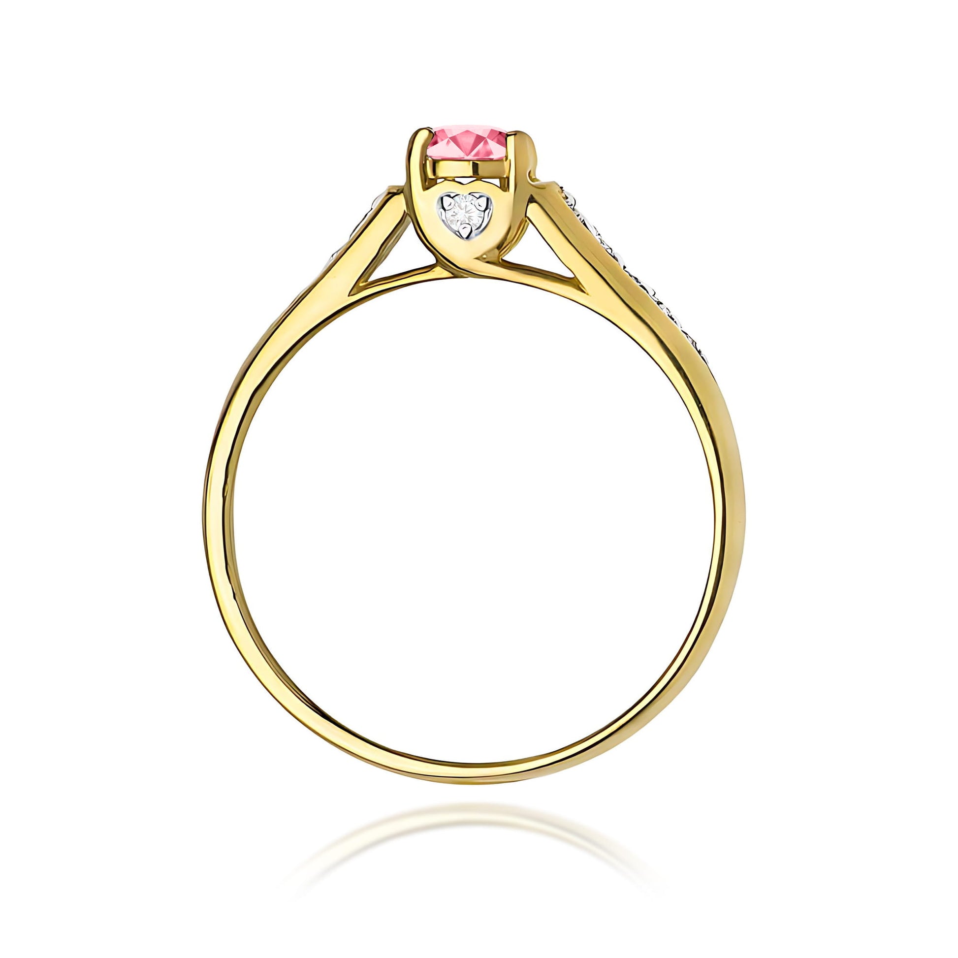 Inel Aur 9K cu Topaz Roz 0.30 ct si Diamante Naturale 0.10 ct