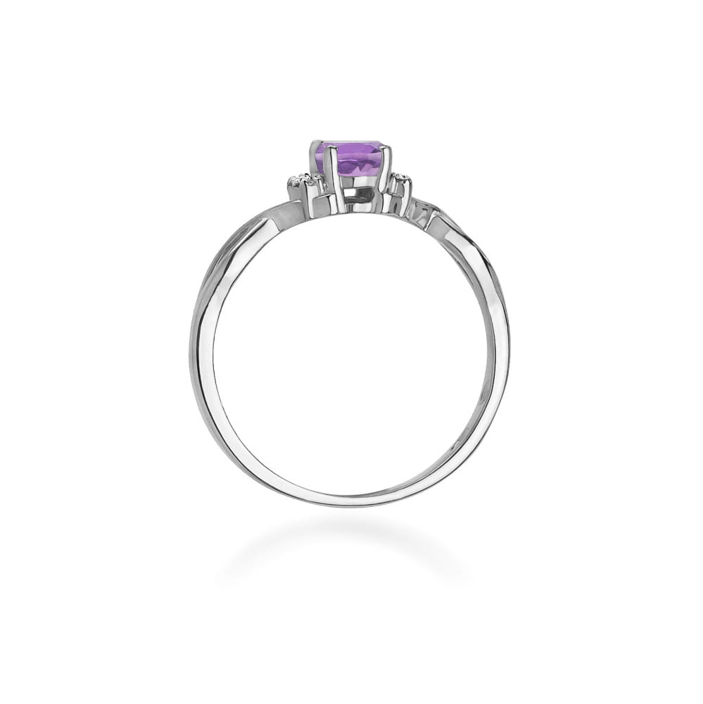 Inel Aur 9K cu Ametist 0.40 ct si Diamante Naturale 0.05 ct