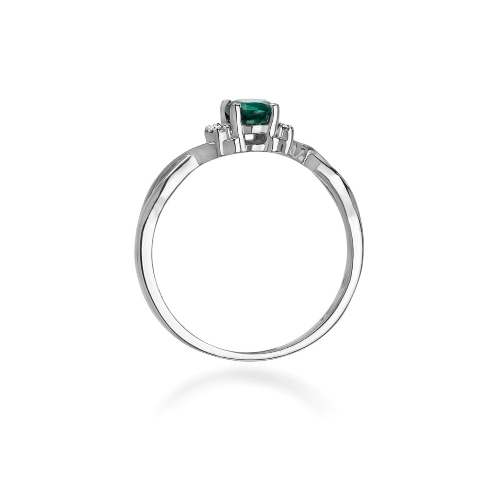Inel Aur 9K cu Smarald 0.40 ct si Diamante Naturale 0.05 ct