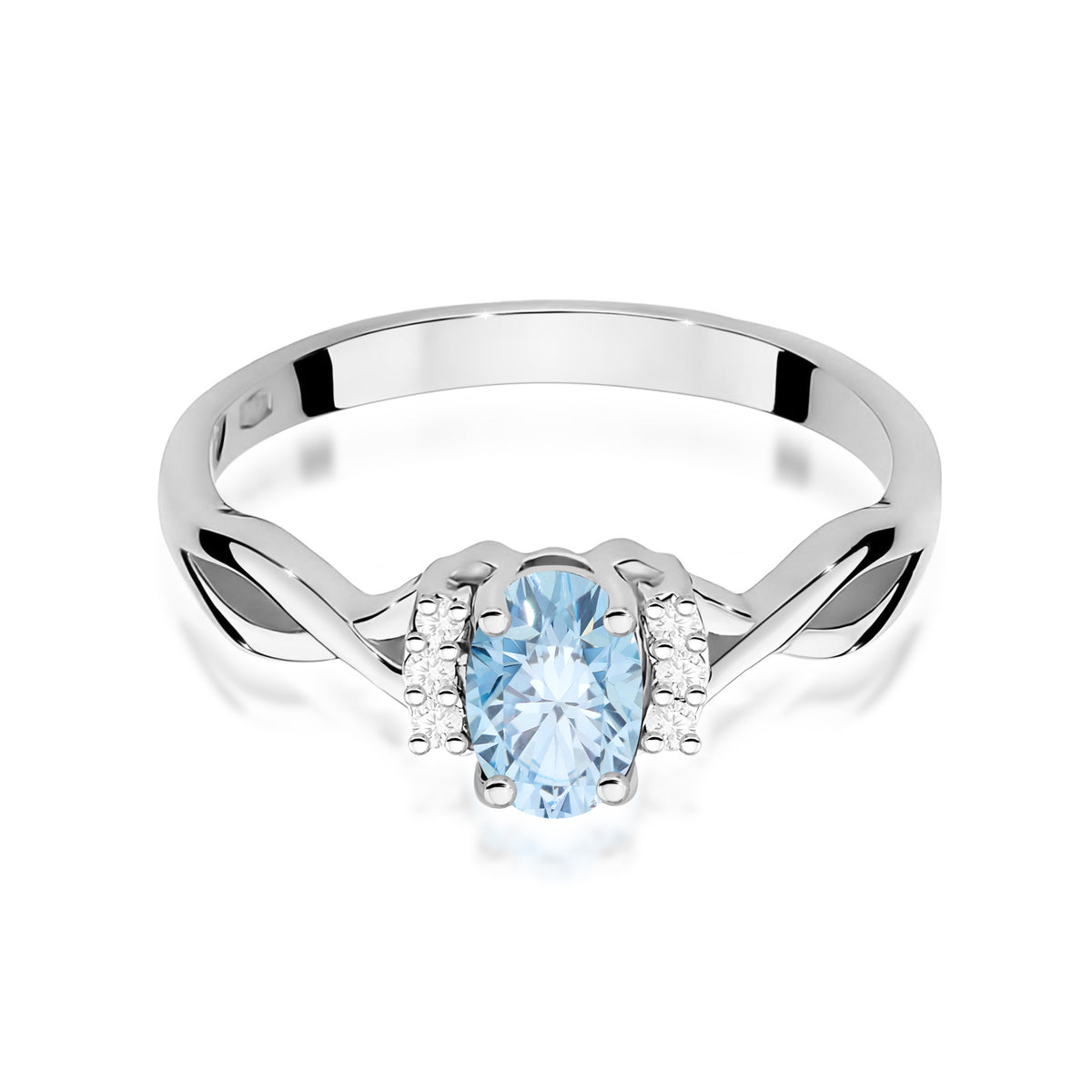 Inel Aur 9K cu Diamante Albastru de Laborator 0.55 ct