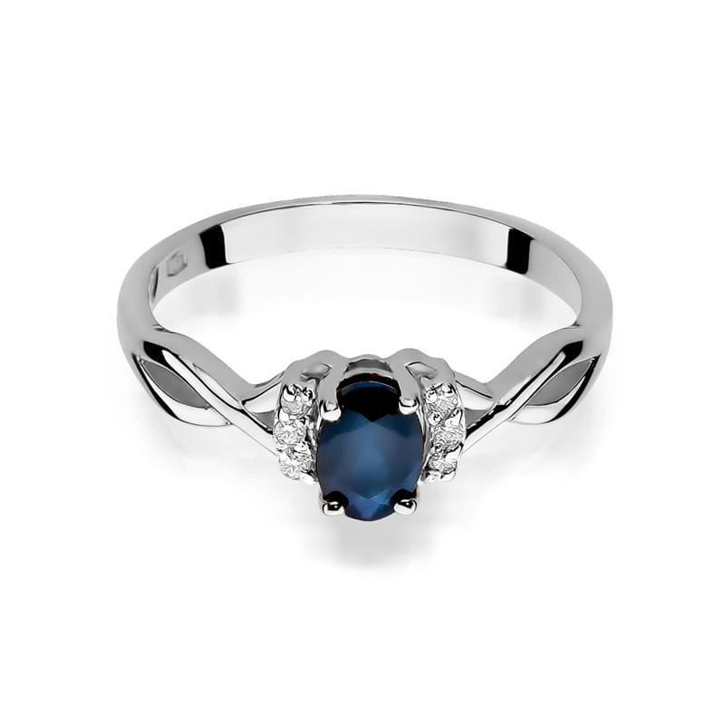 Inel Aur 9K cu Safir 0.70 ct si Diamante Naturale 0.05 ct