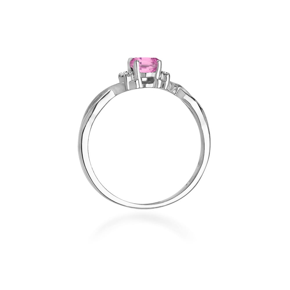 Inel Aur 9K cu Safir Roz 0.45 ct si Diamante Naturale 0.05 ct