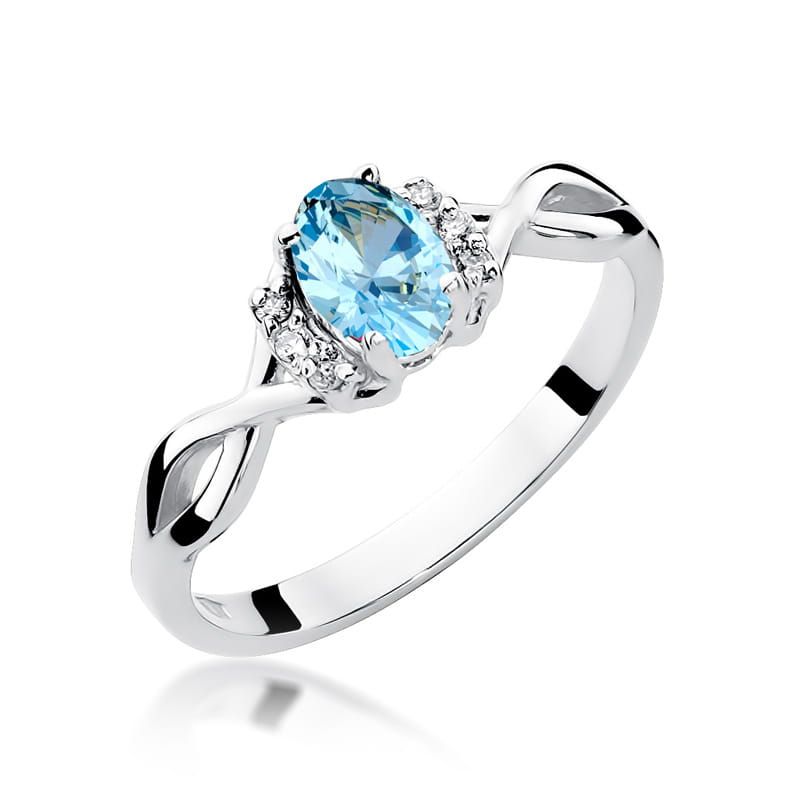 Inel Aur 9K cu Topaz Swiss 0.50 ct si Diamante Naturale 0.05 ct