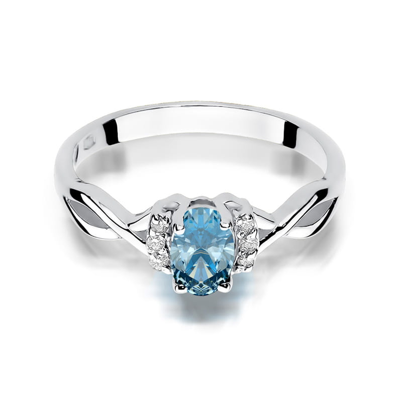 Inel Aur 9K cu Topaz Swiss 0.50 ct si Diamante Naturale 0.05 ct