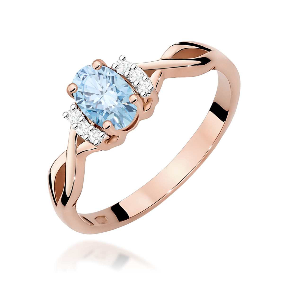 Inel Aur 14K cu Diamante Albastru de Laborator 0.55 ct