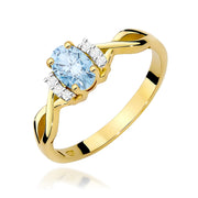 Inel Aur 9K cu Diamante Albastru de Laborator 0.55 ct
