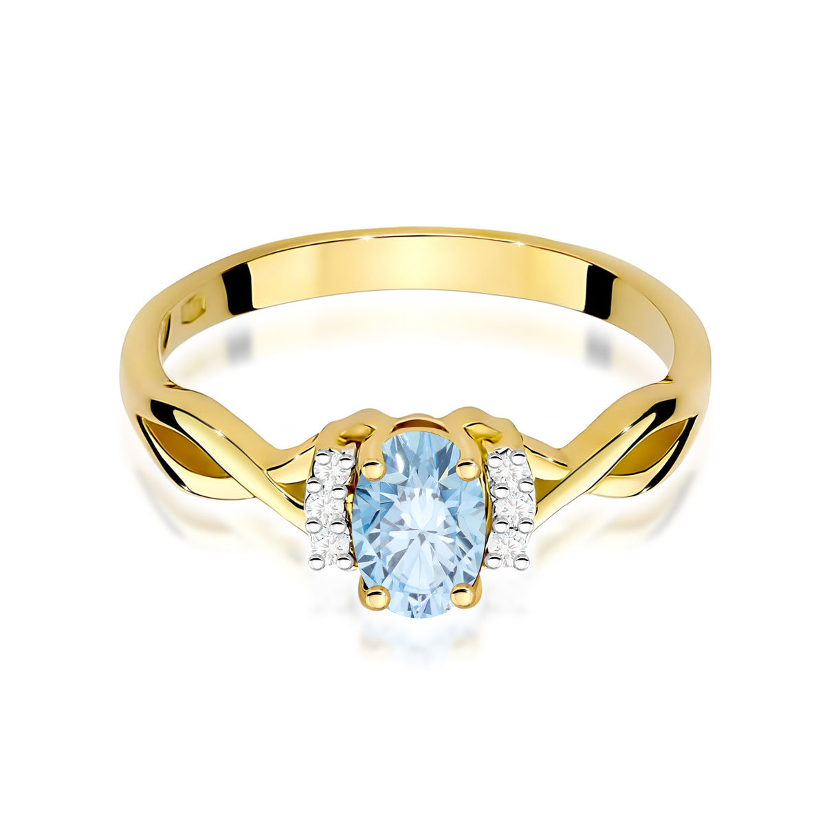 Inel Aur 9K cu Diamante Albastru de Laborator 0.55 ct