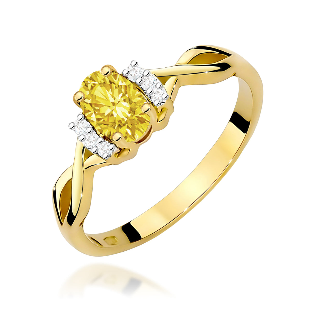 Inel Aur 9K cu Diamante Galben de Laborator 0.55 ct
