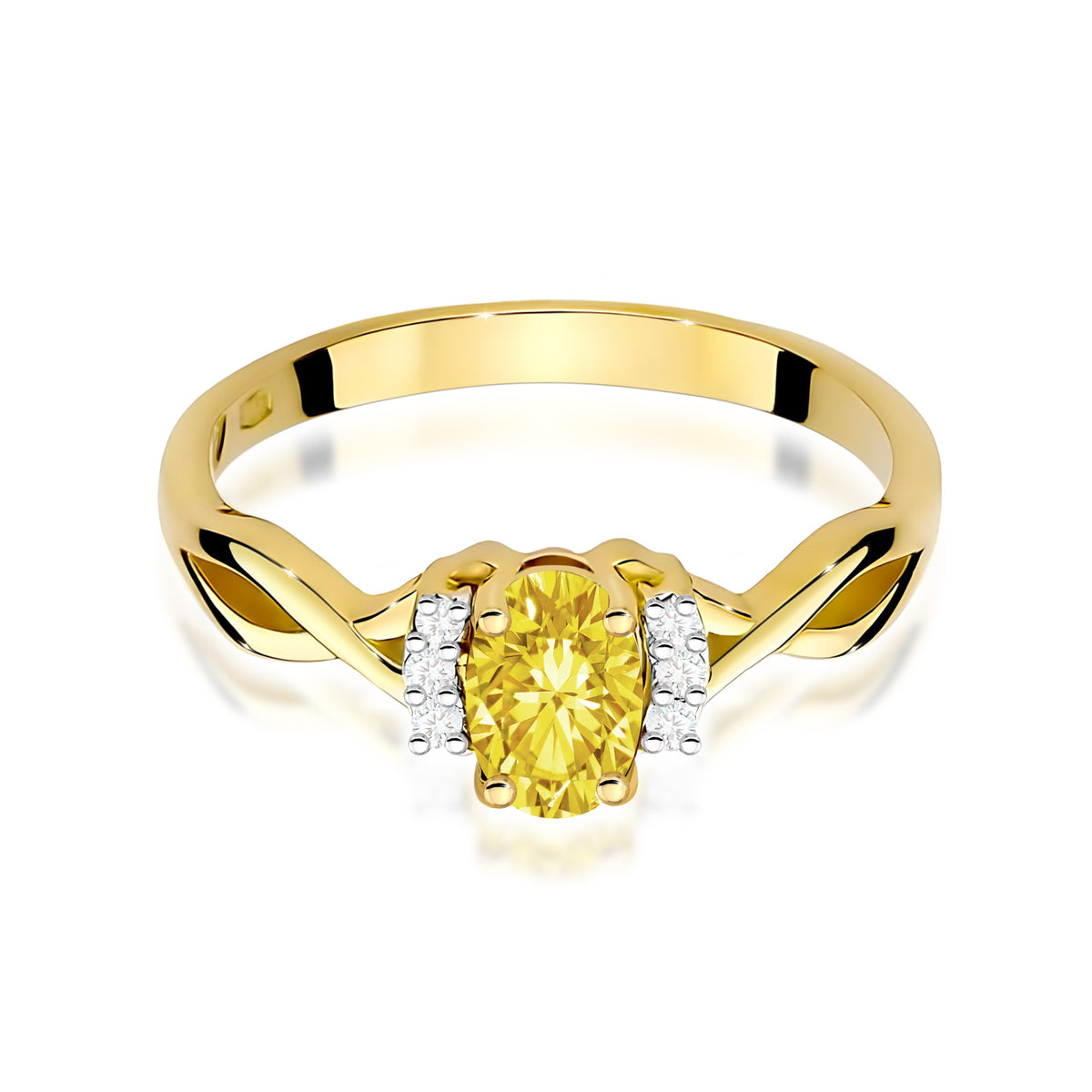 Inel Aur 9K cu Diamante Galben de Laborator 0.55 ct