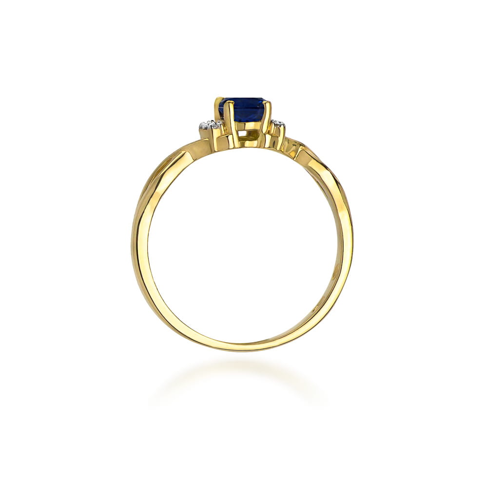 Inel Aur 9K cu Safir 0.70 ct si Diamante Naturale 0.05 ct