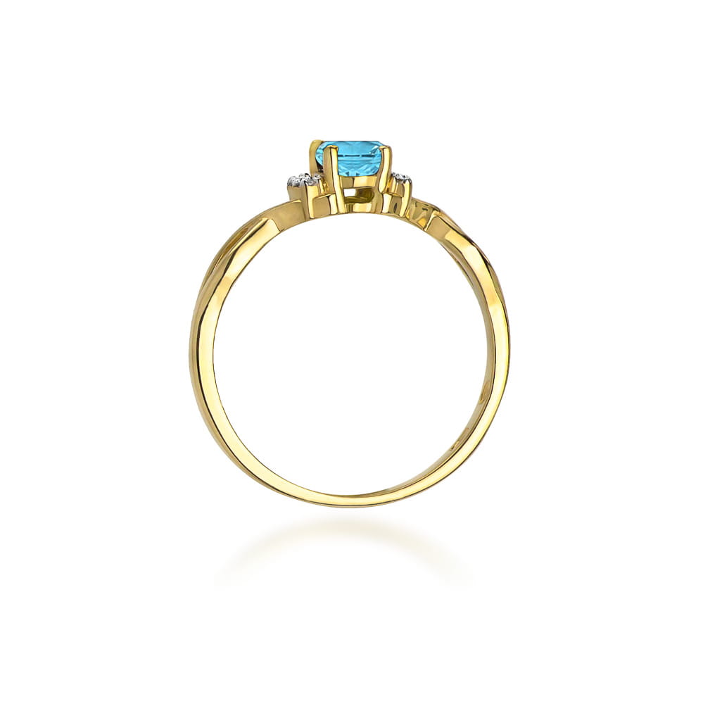 Inel Aur 9K cu Topaz Swiss 0.50 ct si Diamante Naturale 0.05 ct