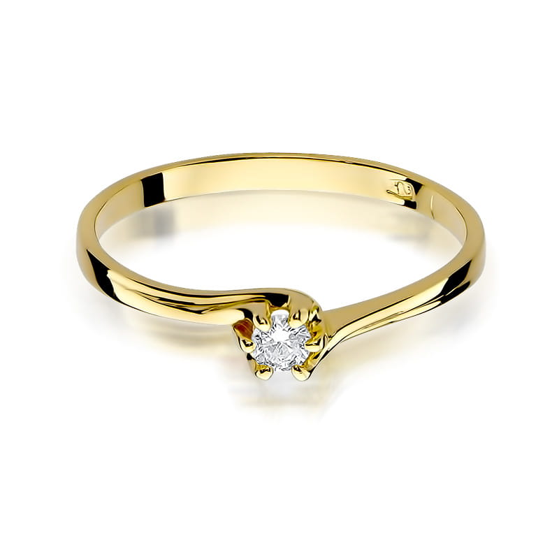 Inel Aur 9K cu Diamant Natural 0.10 ct