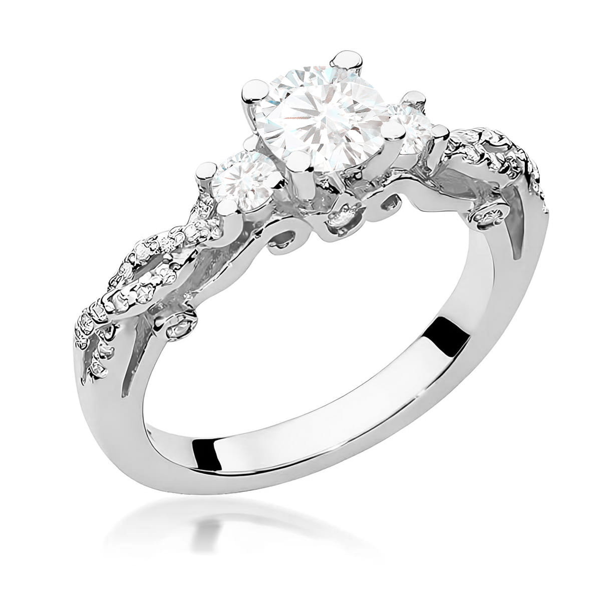Inel Aur 9K cu Safir Alb 0.50 ct si Diamante Naturale 0.34 ct