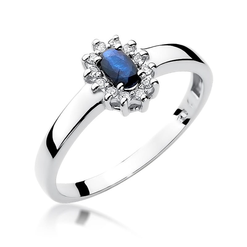 Inel Aur 9K cu Safir 0.30 ct si Diamante Naturale 0.10 ct