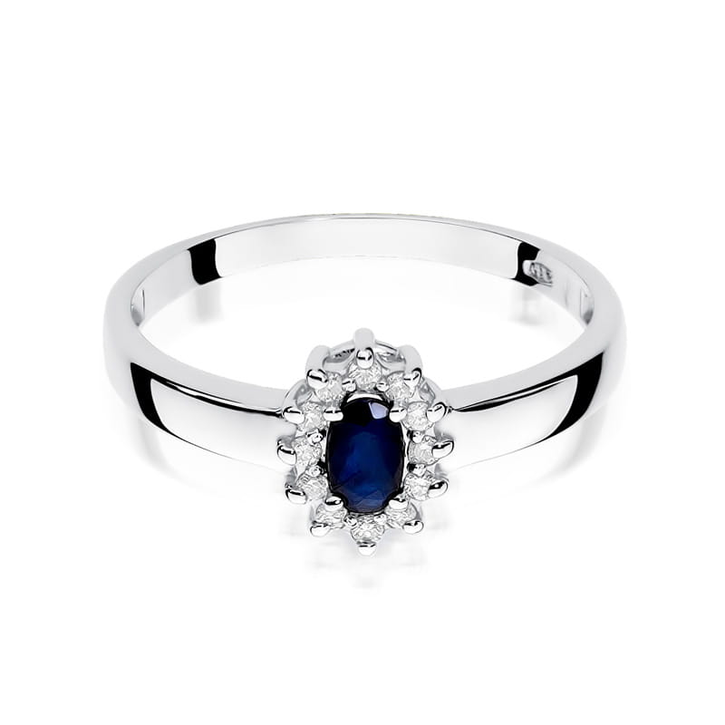 Inel Aur 9K cu Safir 0.30 ct si Diamante Naturale 0.10 ct