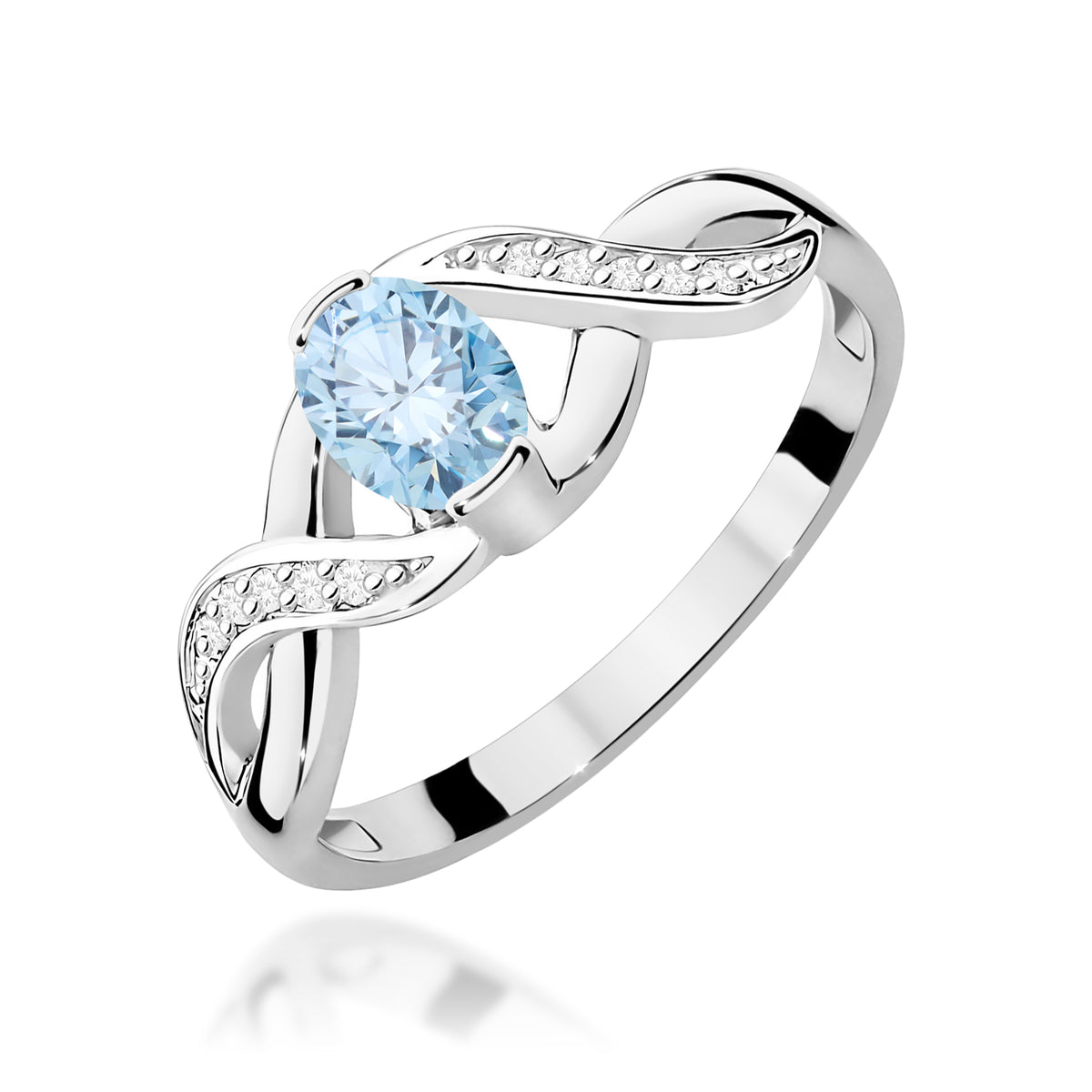 Inel Aur 14K cu Diamante Albastru de Laborator 0.55 ct