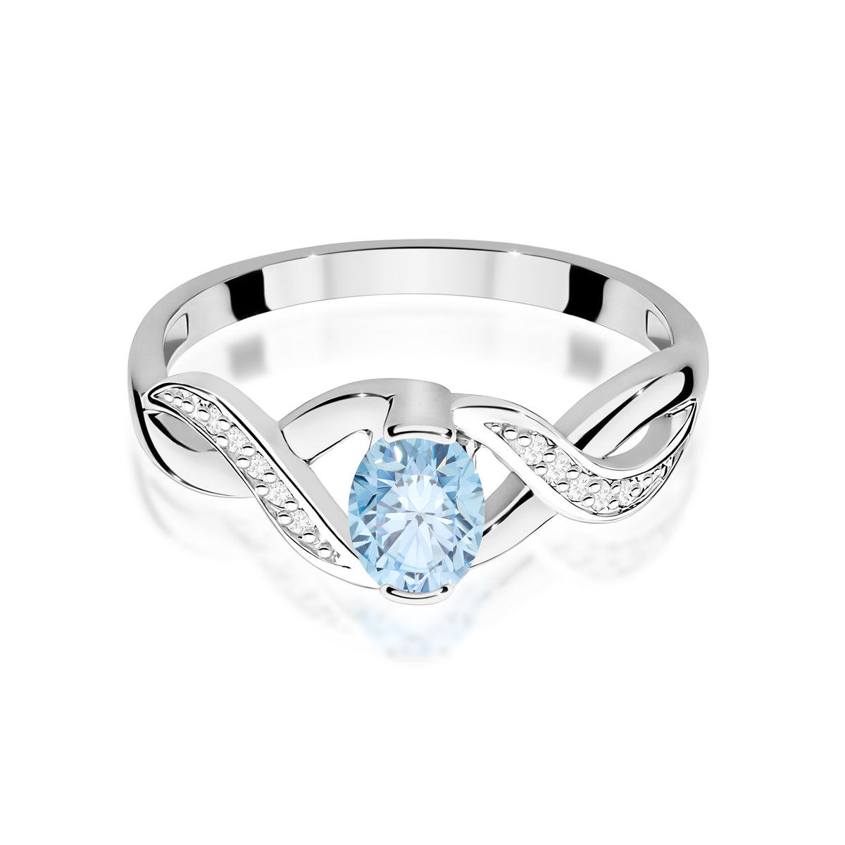 Inel Aur 14K cu Diamante Albastru de Laborator 0.55 ct