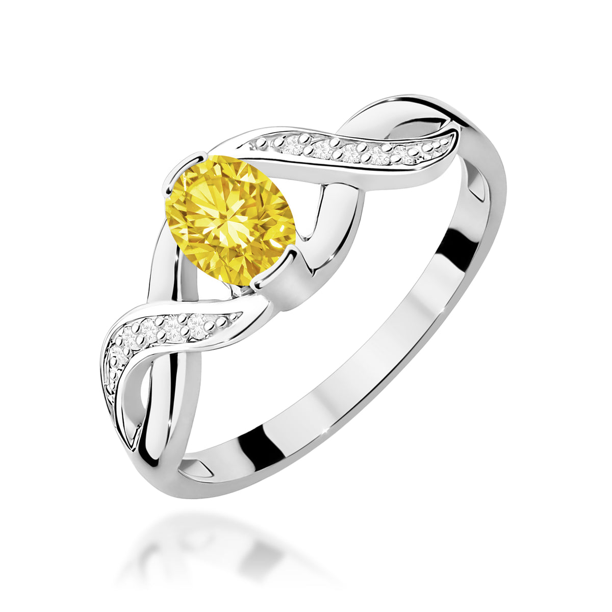 Inel Aur 14K cu Diamante Galben de Laborator 0.55 ct