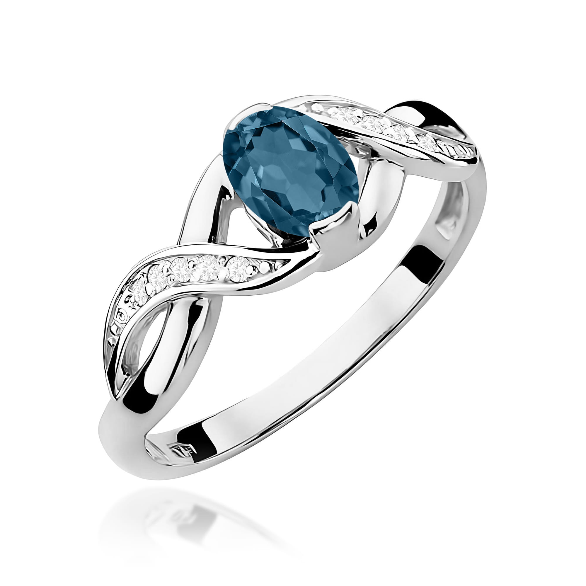 Inel Aur 14K cu Topaz London Blue și Diamante