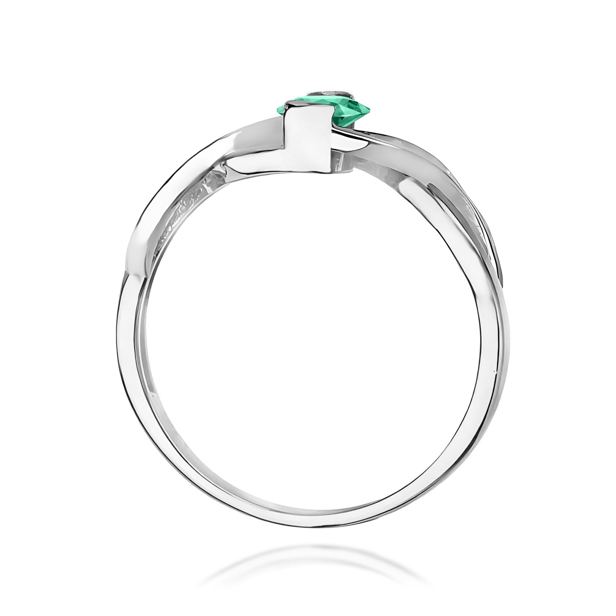 Inel Aur 9K cu Smarald 0.40 ct si Diamante Naturale 0.05 ct