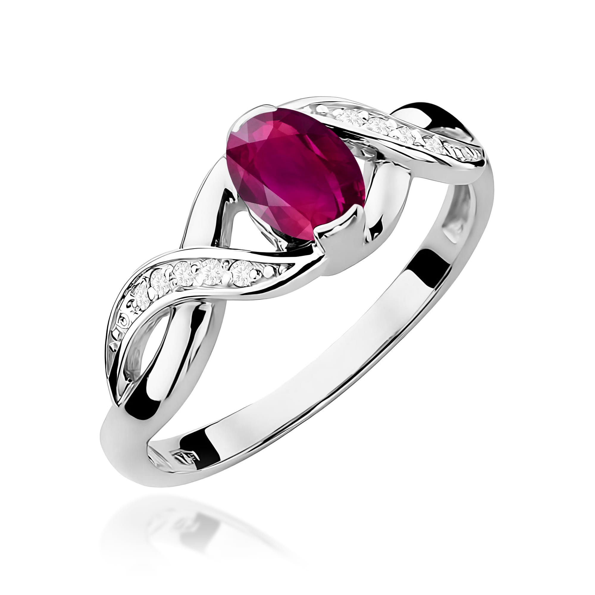 Inel Aur 9K cu Rhodolite 0.50 ct si Diamante Naturale 0.05 ct