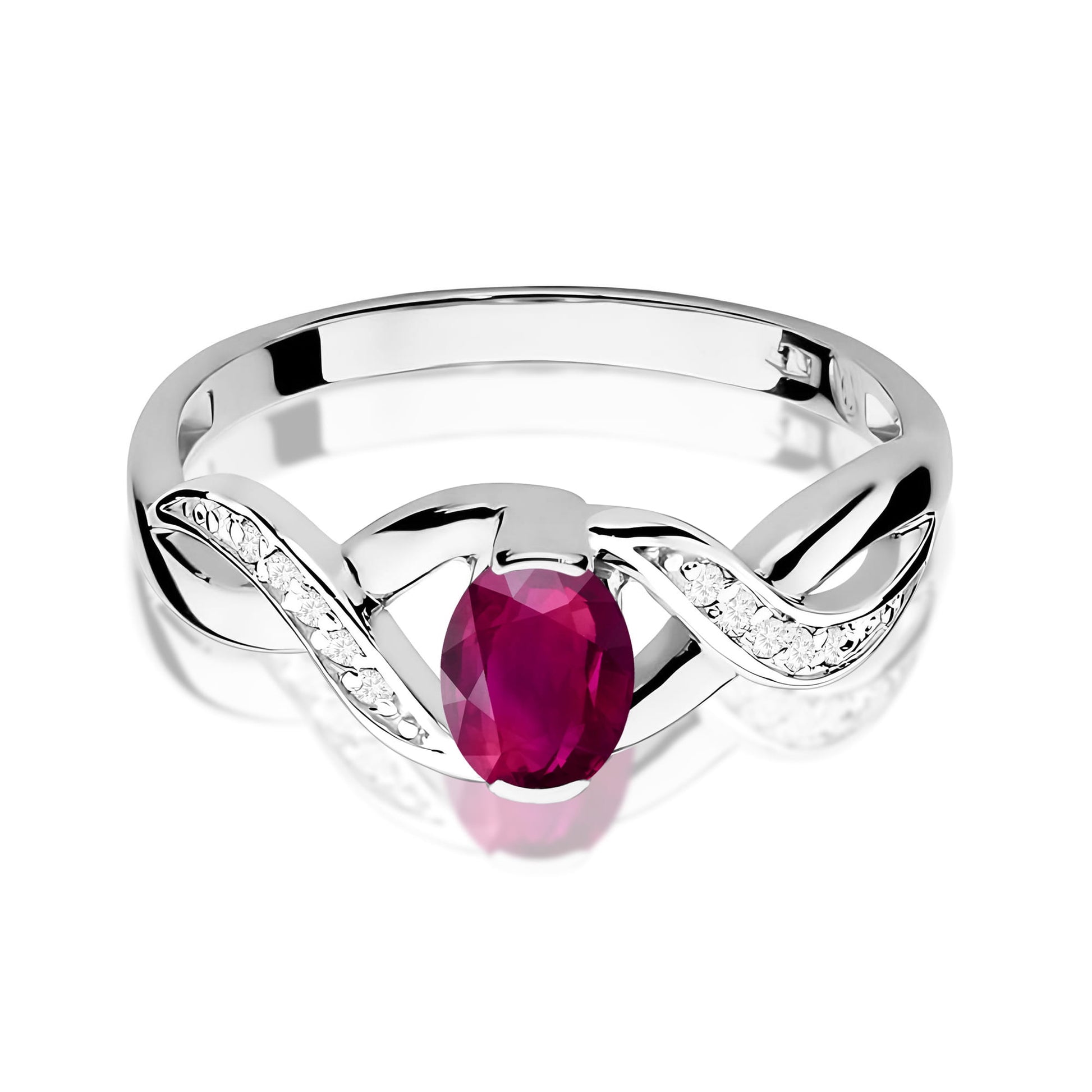Inel Aur 9K cu Rhodolite 0.50 ct si Diamante Naturale 0.05 ct