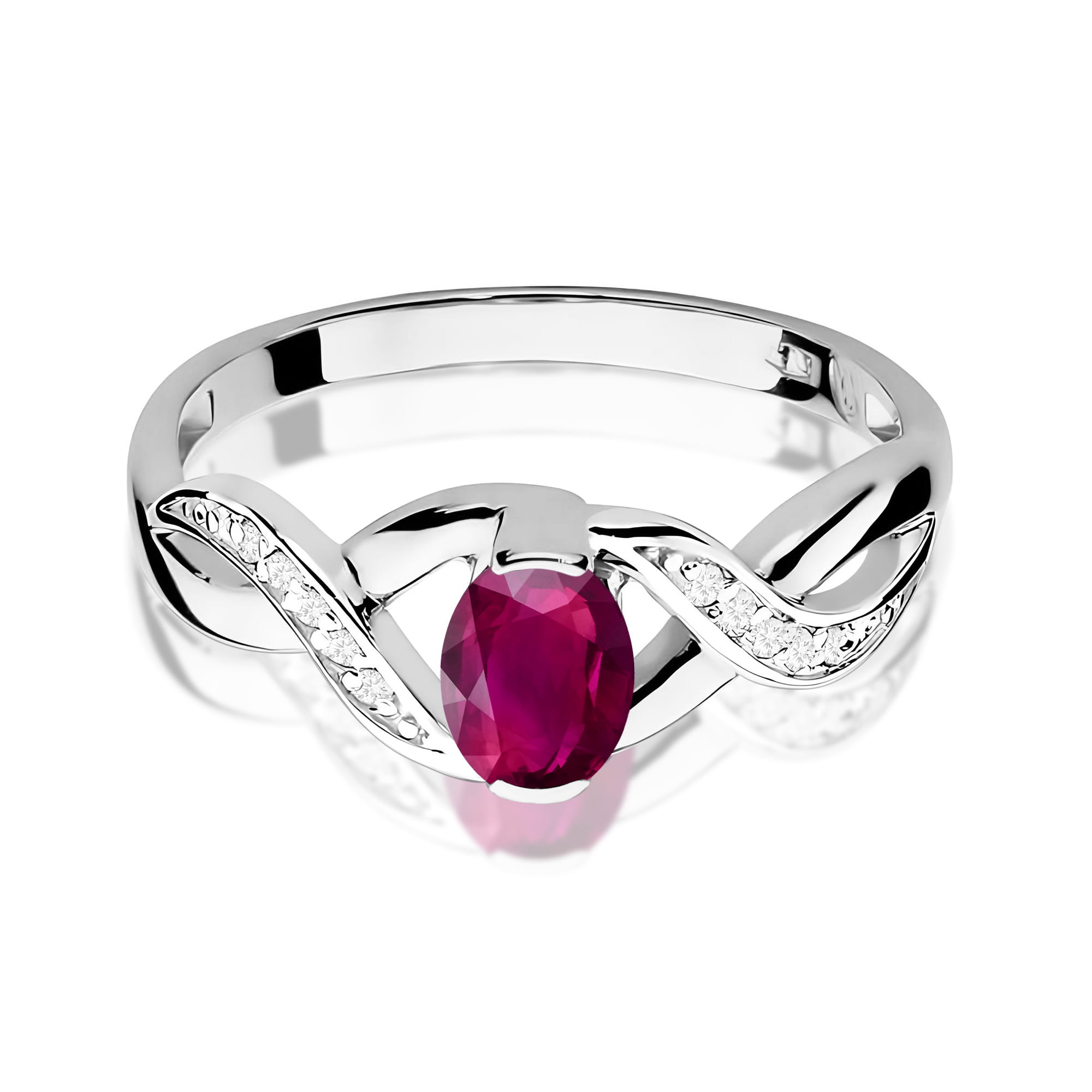 Inel Aur 9K cu Rhodolite 0.50 ct si Diamante Naturale 0.05 ct