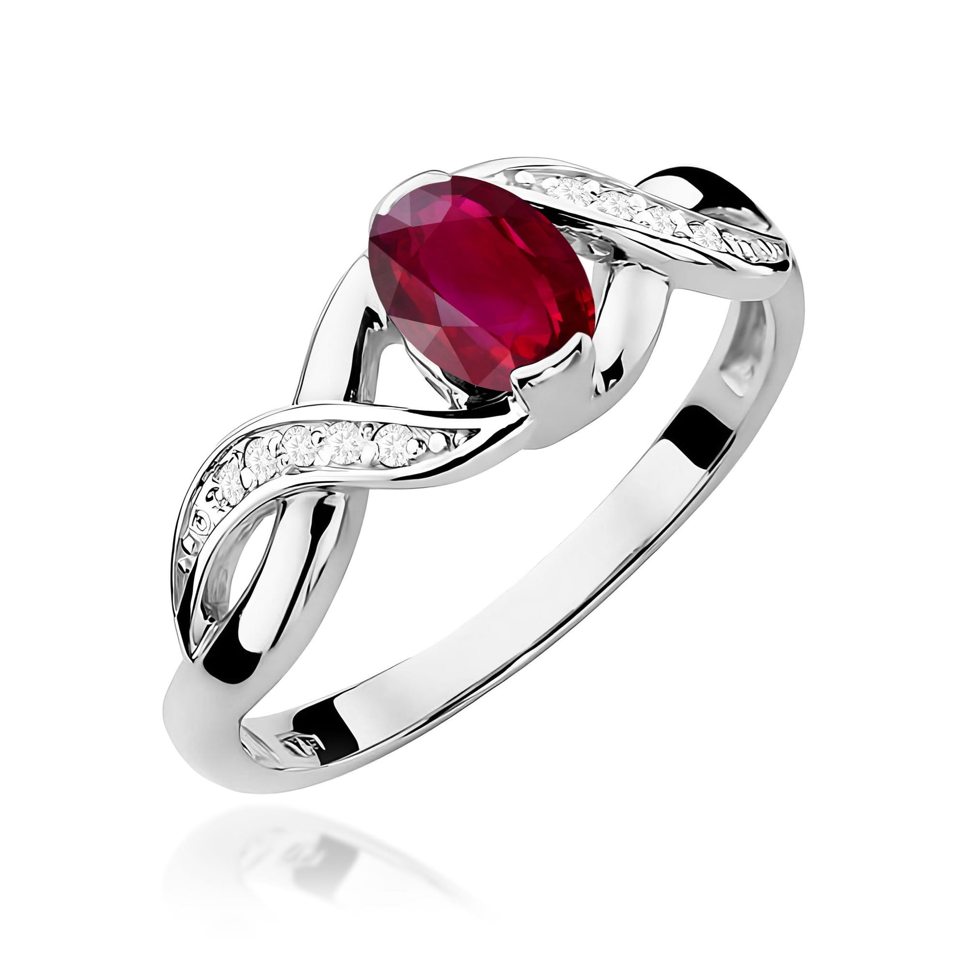 Inel Aur 9K cu Rubin 0.60 ct si Diamante Naturale 0.05 ct