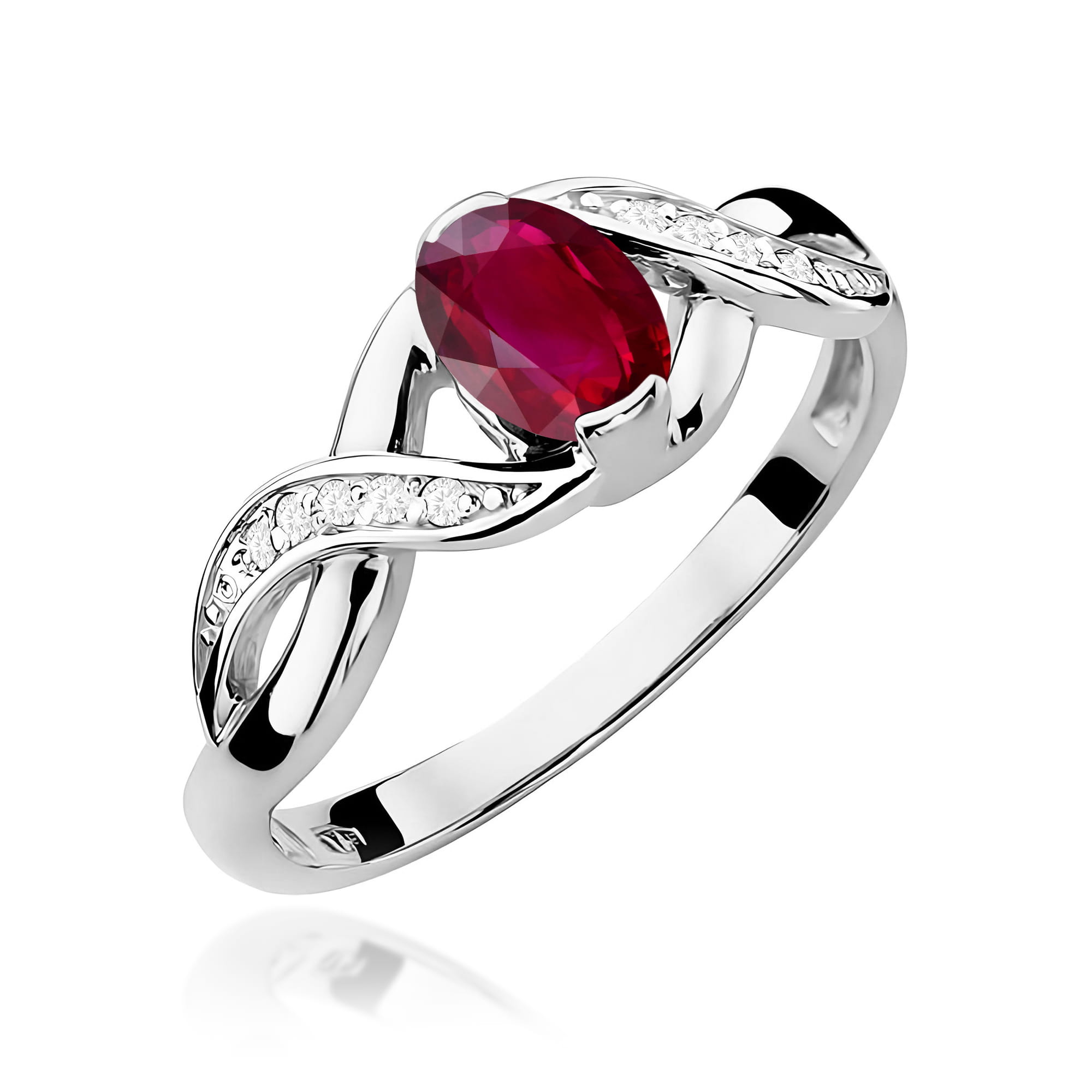Inel Aur 9K cu Rubin 0.60 ct si Diamante Naturale 0.05 ct