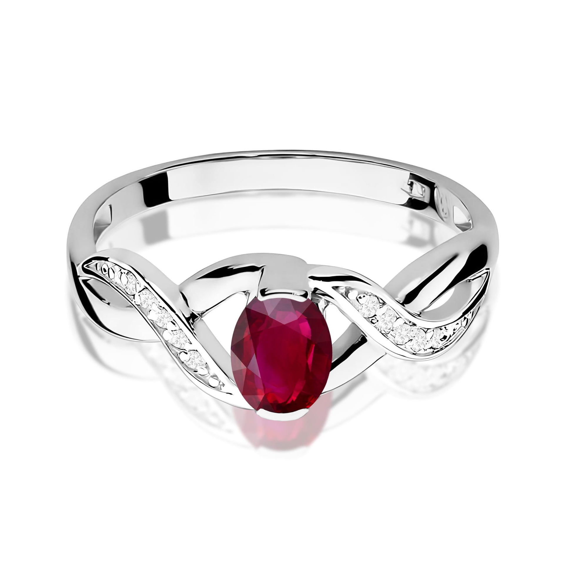 Inel Aur 9K cu Rubin 0.60 ct si Diamante Naturale 0.05 ct