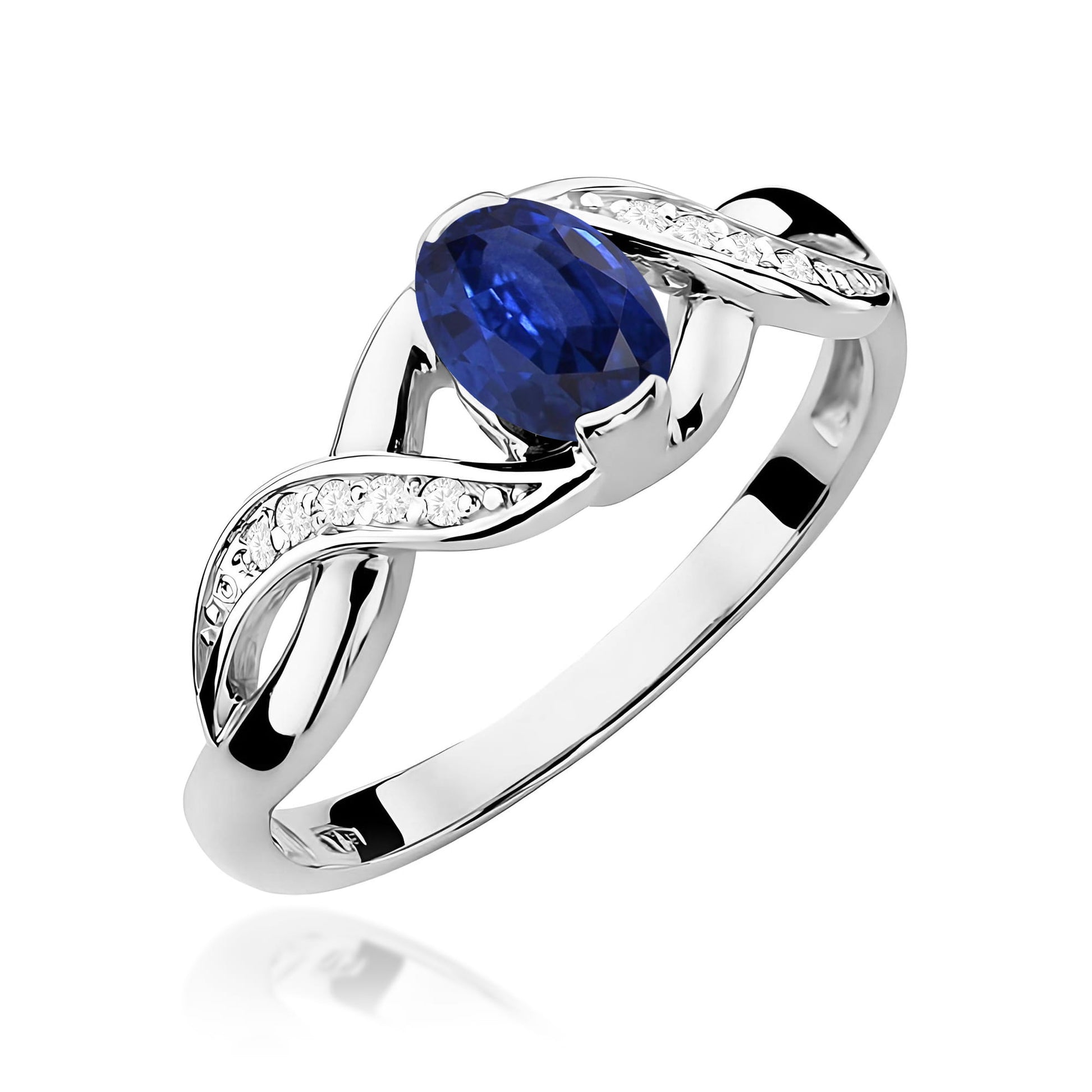 Inel Aur 9K cu Safir 0.70 ct si Diamante Naturale 0.05 ct
