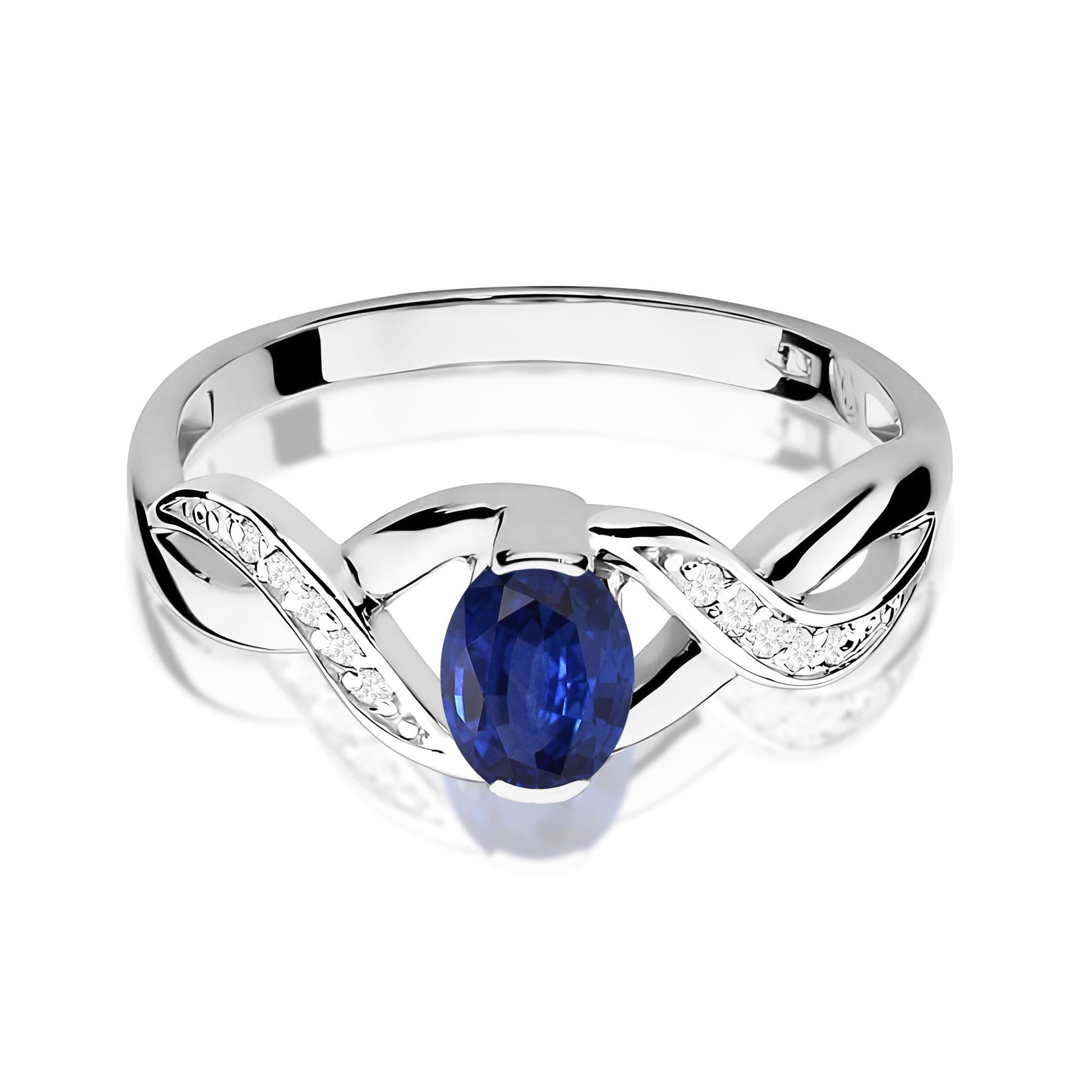 Inel Aur 9K cu Safir 0.70 ct si Diamante Naturale 0.05 ct