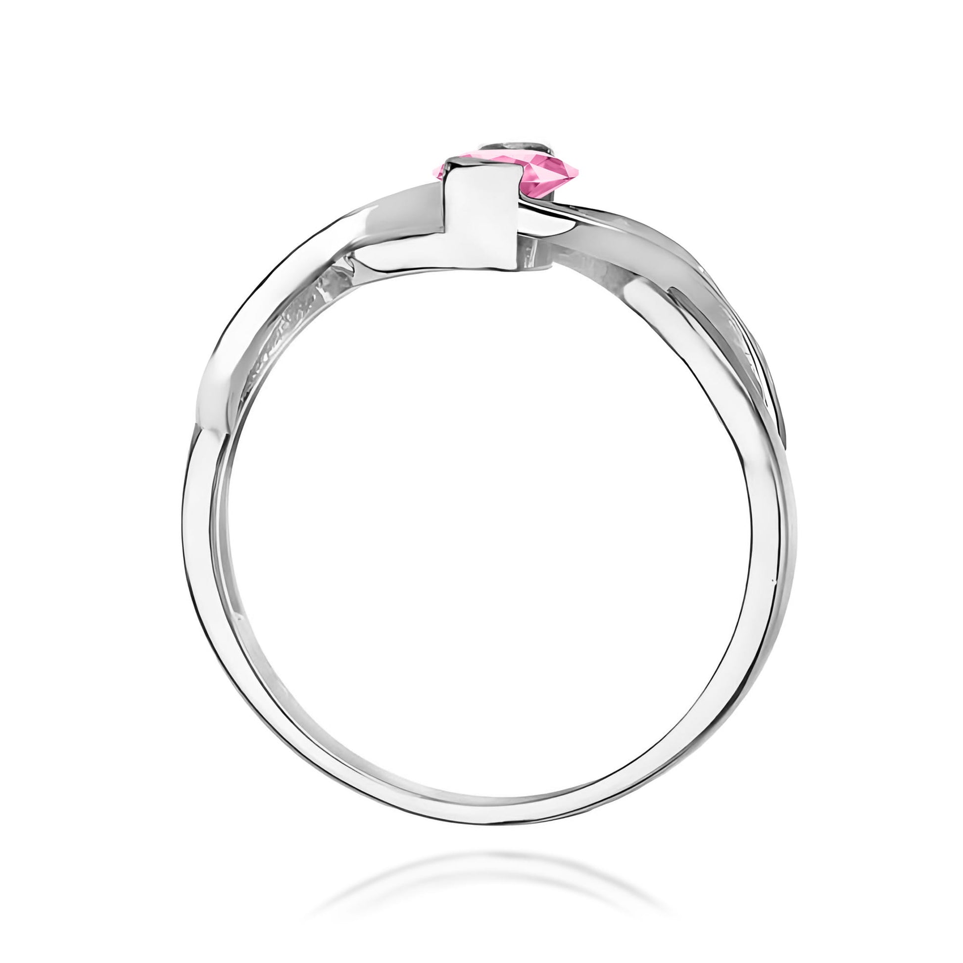 Inel Aur 9K cu Safir Roz 0.45 ct si Diamante Naturale 0.05 ct