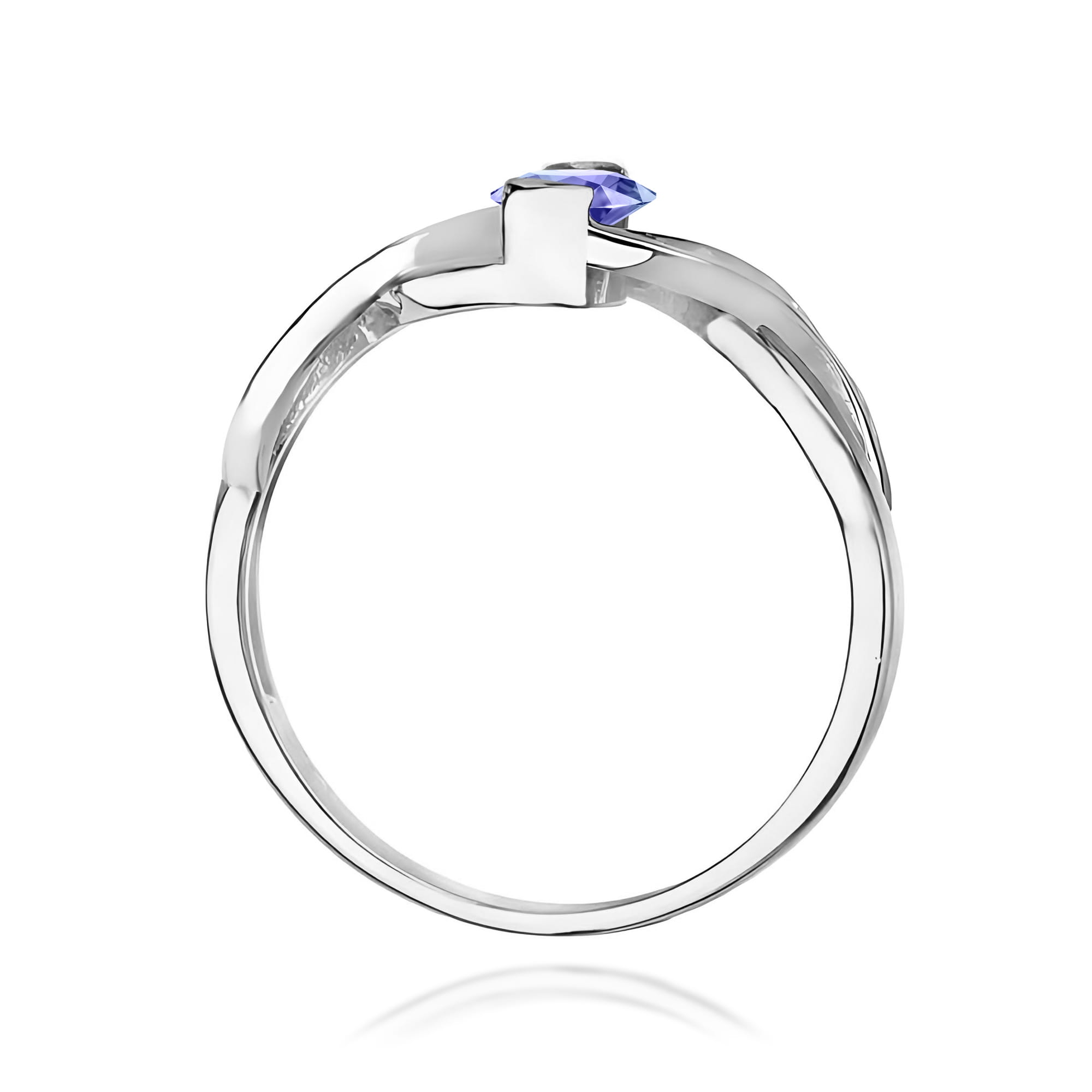 Inel Aur 9K cu Tanzanit 0.40 ct si Diamante Naturale 0.05 ct