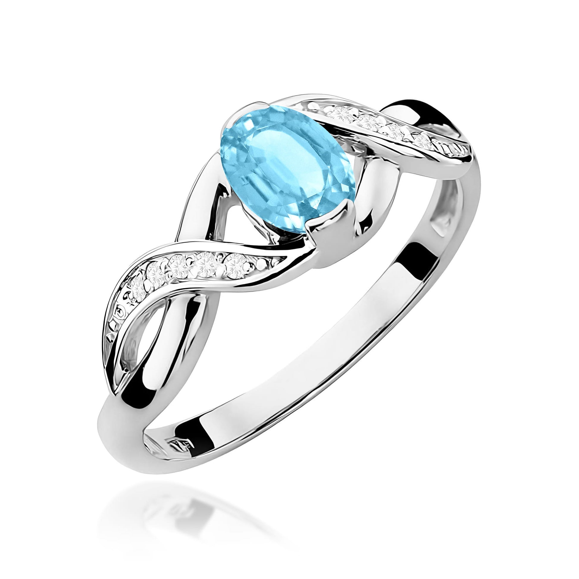 Inel Aur 9K cu Topaz Swiss 0.50 ct si Diamante Naturale 0.05 ct