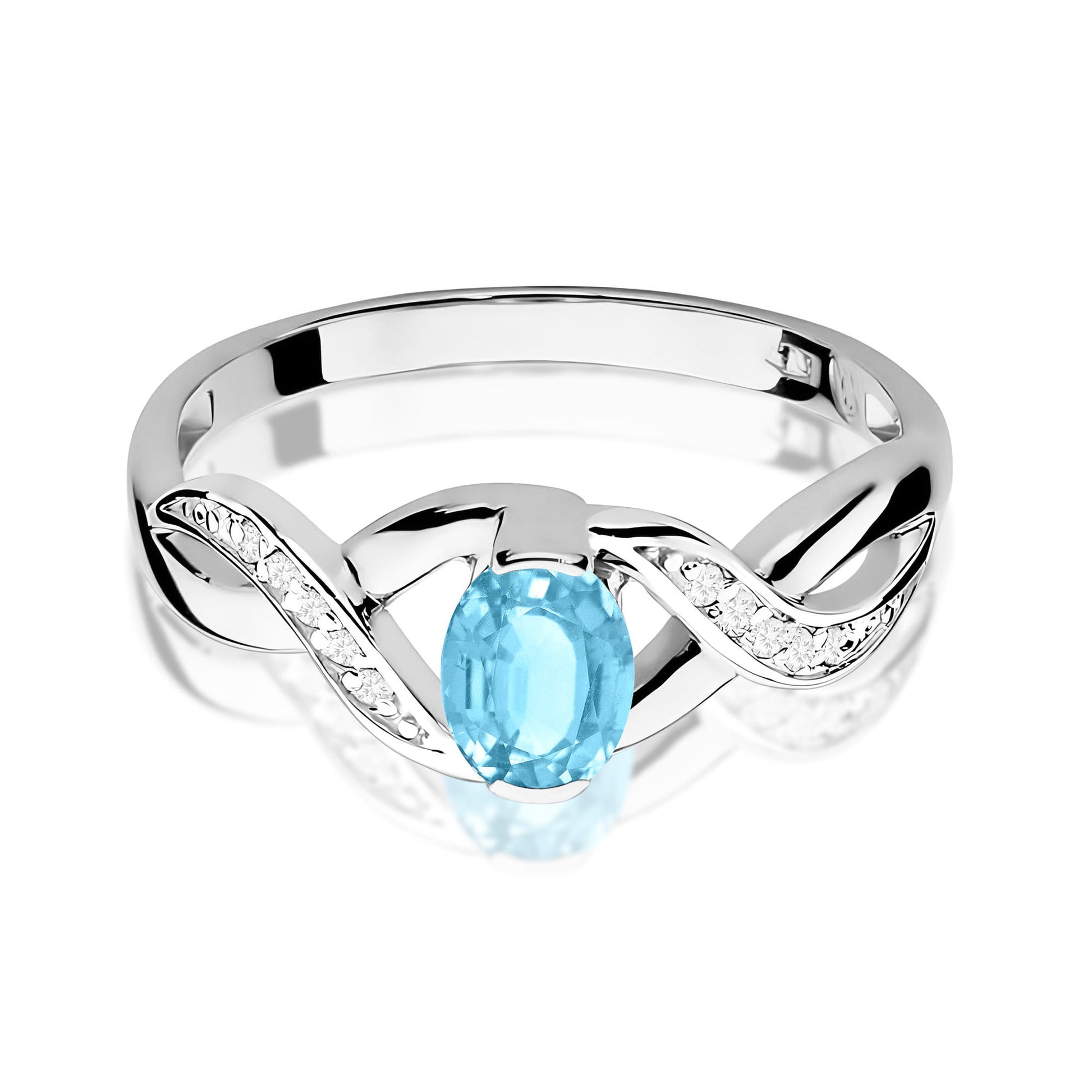 Inel Aur 9K cu Topaz Swiss 0.50 ct si Diamante Naturale 0.05 ct