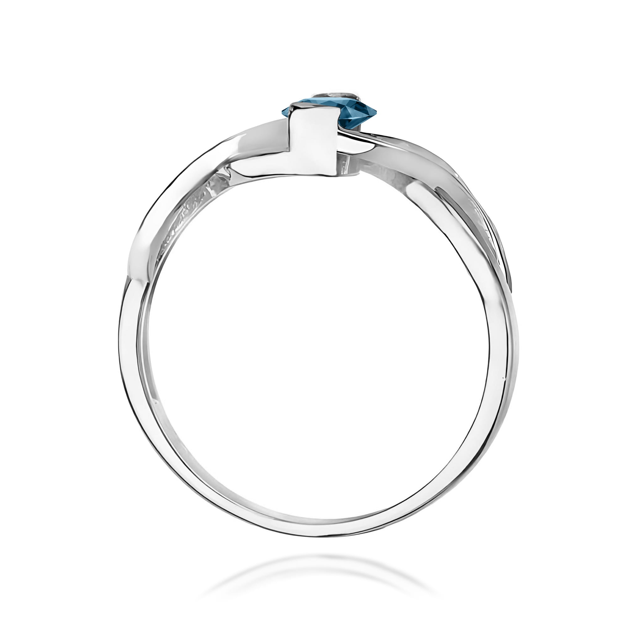 Inel Aur 9K cu Topaz London Blue 0.50 ct si Diamante Naturale 0.05 ct