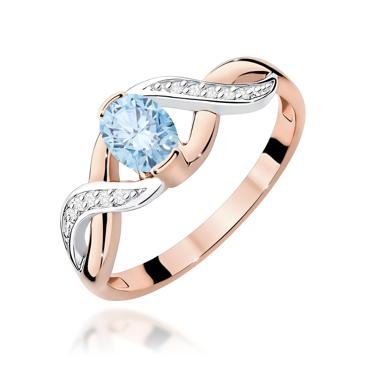 Inel Aur 14K cu Diamante Albastru de Laborator 0.55 ct