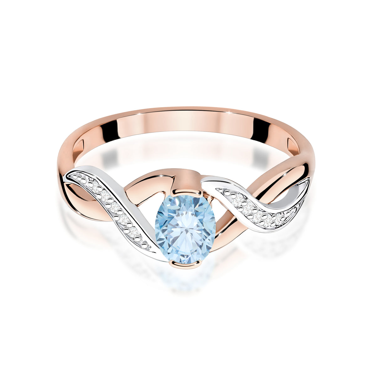 Inel Aur 14K cu Diamante Albastru de Laborator 0.55 ct