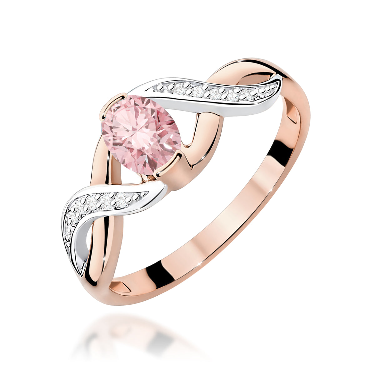 Inel Aur 14K cu Diamante Roz de Laborator 0.55 ct