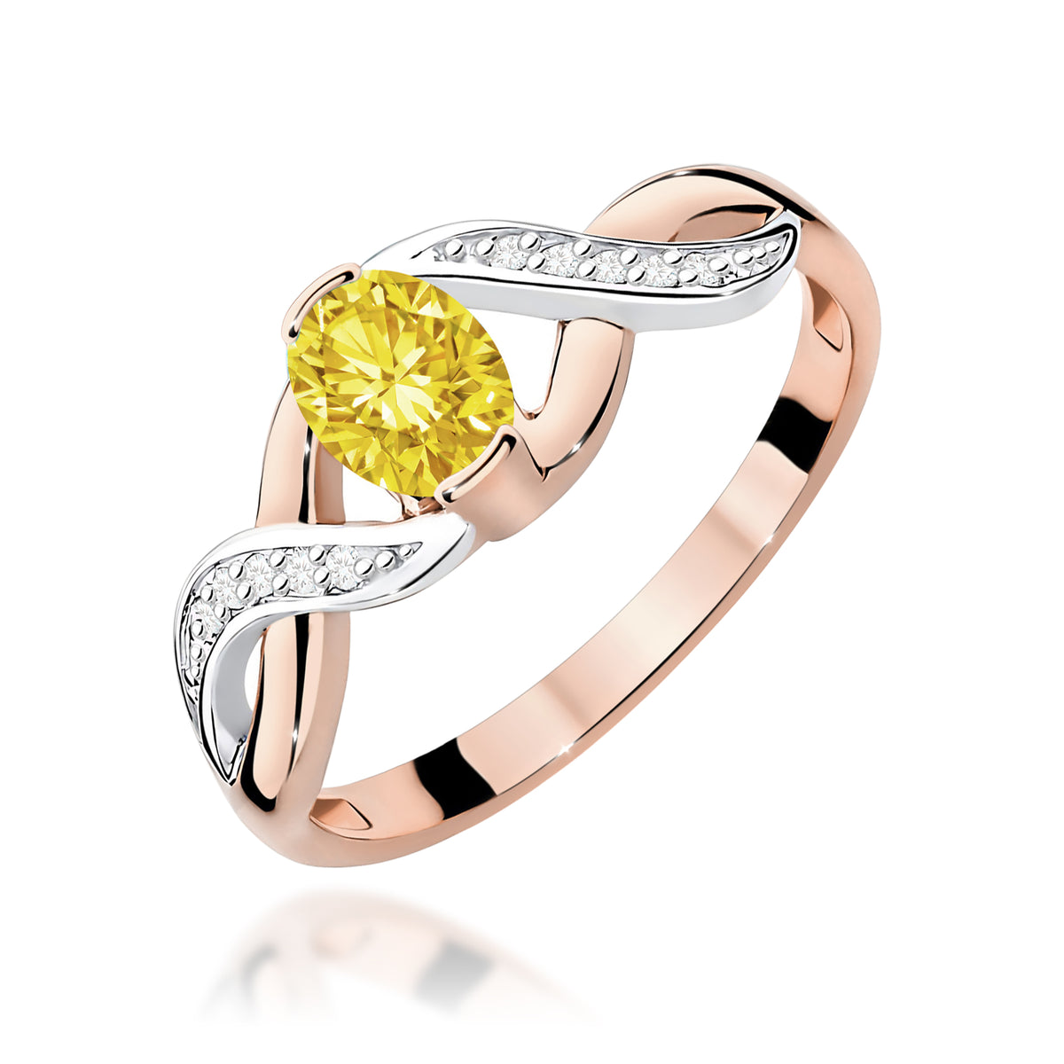 Inel Aur 14K cu Diamante Galben de Laborator 0.55 ct