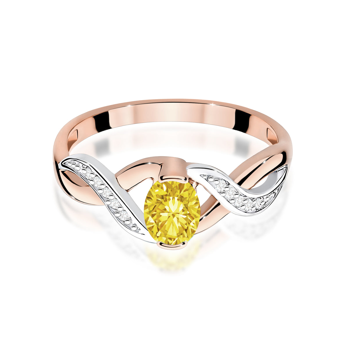 Inel Aur 14K cu Diamante Galben de Laborator 0.55 ct