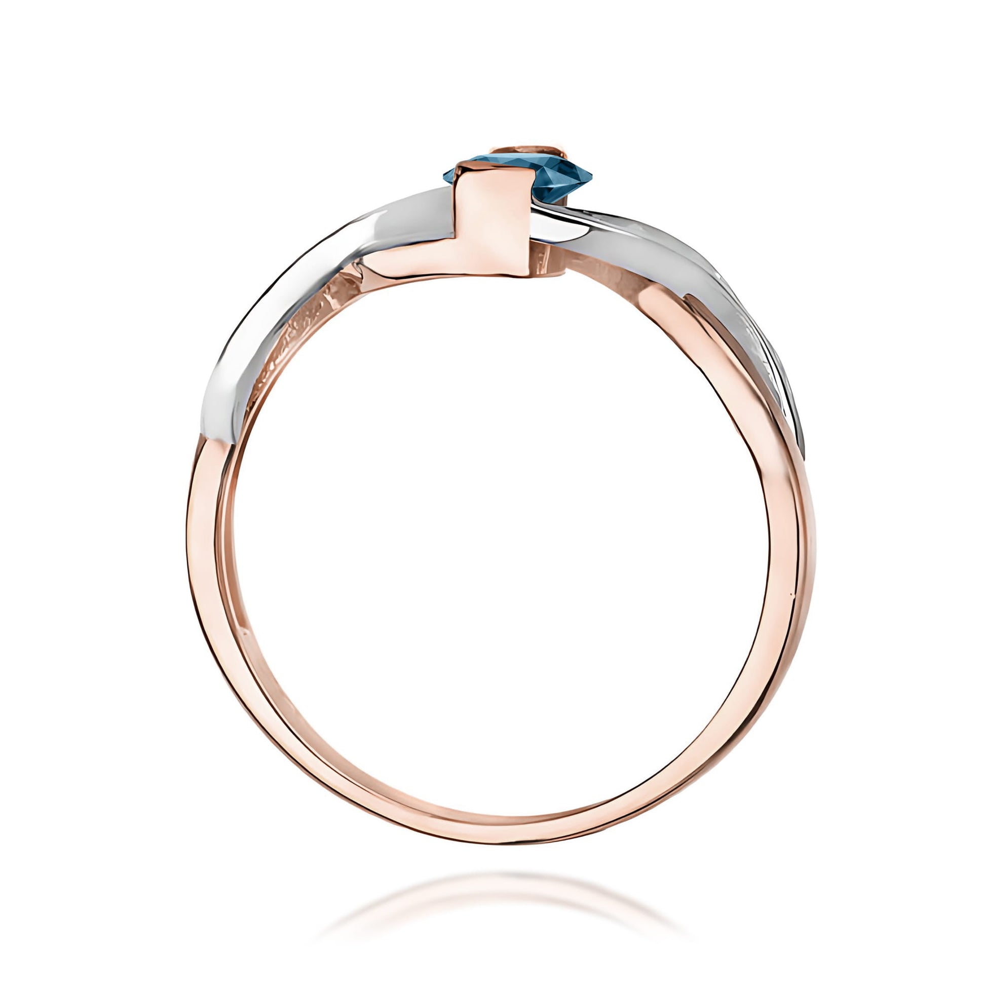 Inel Aur 14K cu Topaz London Blue și Diamante